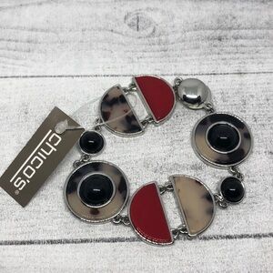 Chico's faux tortoise modernist statement magnetic bracelet.